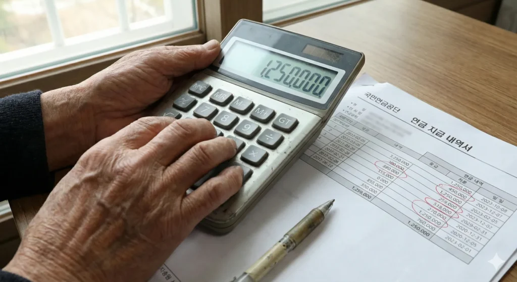국민연금 조기수령 조건: 5년 미리 받으면 평생 손해일까? (예상 수령액 조회) 4 내 국민연금 예상 수령액 조회 모의 계산기를 사용하는 모습