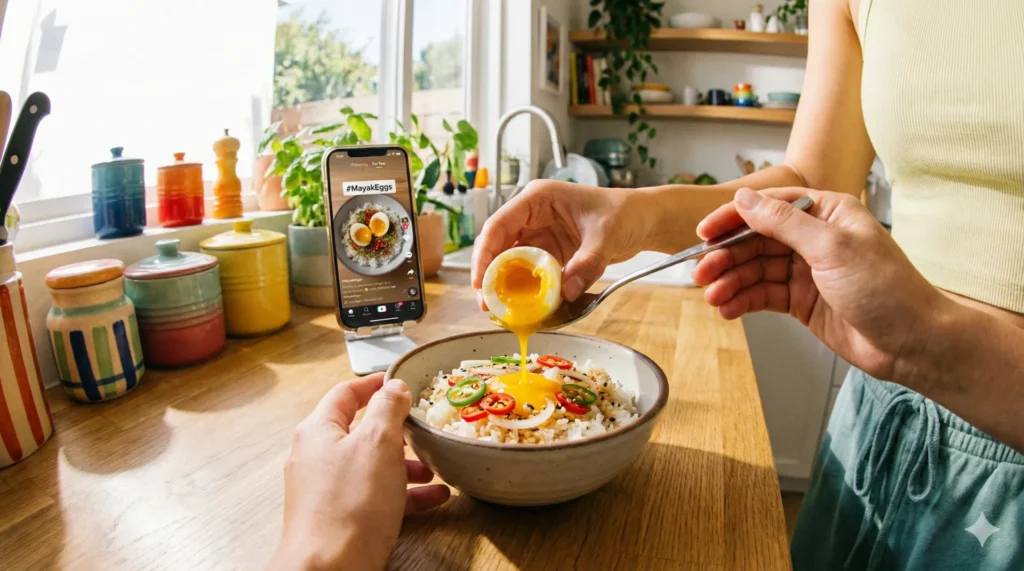"미국에서 난리 났다는 그 맛! 실패 없는 '마약계란장' 황금비율 레시피" 4 미국 틱톡과 인스타그램에서 유행 중인 마약계란장(#MayakEggs) 먹방 및 조리 영상 캡처