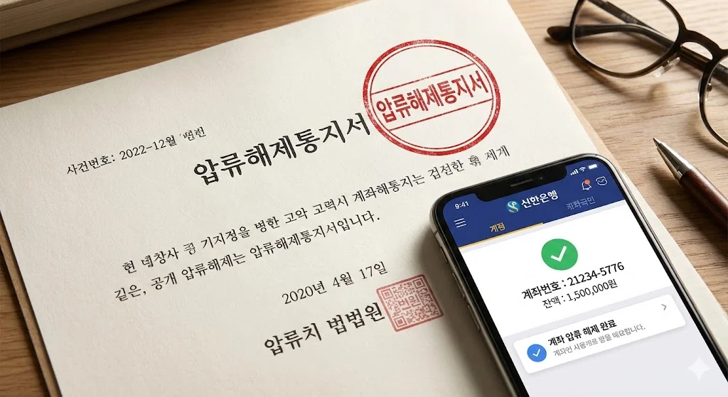 신용불량자 압류 해제 및 빚 탕감 실전 루트: 신용 점수 700점 복구 전략 (제3편) 4 법원 압류해제통지서와 정상 이용 가능한 스마트폰 뱅킹 화면