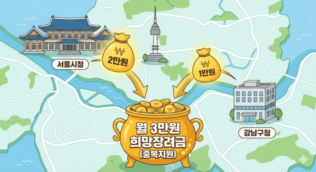 2026 노란우산공제 희망장려금 신청: 월 3만원 중복 지원 & 5만원 쿠폰 받는 법 3 희망장려금 중복 지원 구조