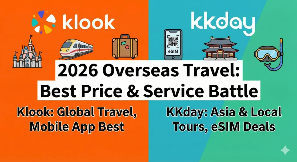 클룩 vs KKday 완벽 비교: 2026 해외여행 유심·티켓 검색 1위는? 2 클룩 Klook vs KKday 해외여행 예약 플랫폼 2026 최저가 비교 분석 썸네일