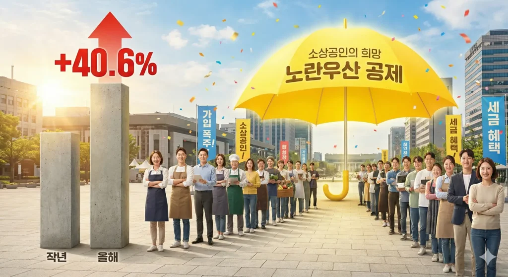 2026 노란우산공제 희망장려금 신청: 월 3만원 중복 지원 & 5만원 쿠폰 받는 법 2 . 가입자 폭증 그래프