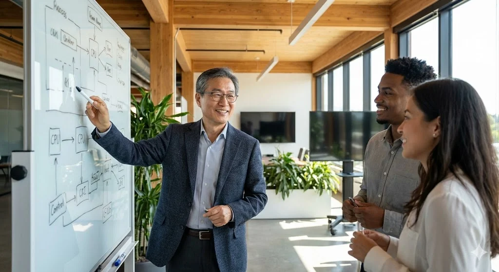 시니어 고용 혜택 및 일자리 가이드: 5060 재취업 지원금부터 고령자 계속고용 비결까지 3 시니어 고용 혜택을 통해 전문 지식을 공유하며 젊은 세대와 협업하는 60대 전문가