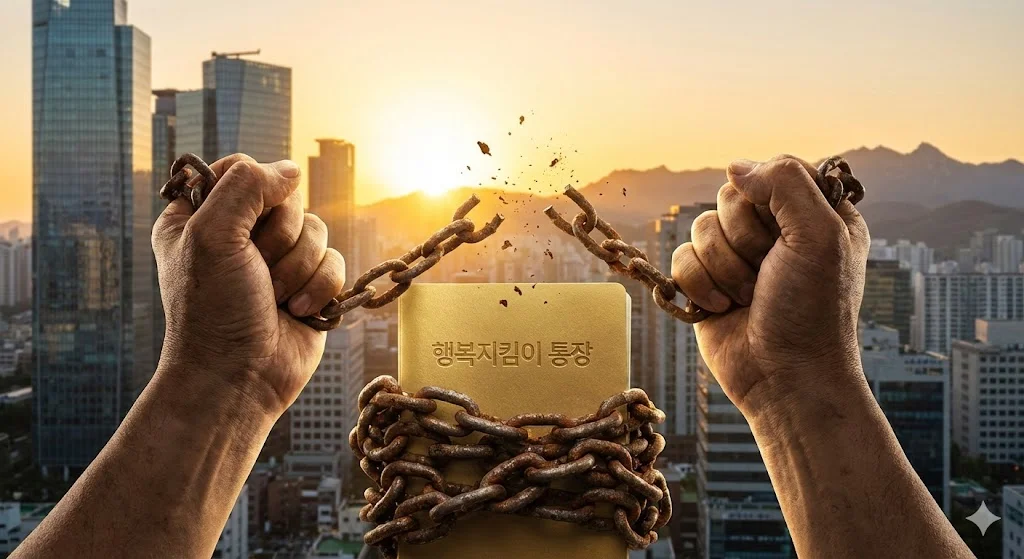 신용불량자 압류 해제 및 빚 탕감 실전 루트: 신용 점수 700점 복구 전략 (제3편) 3 신용불량자 압류방지통장 빚 탕감 및 재기 성공 상징 이미지